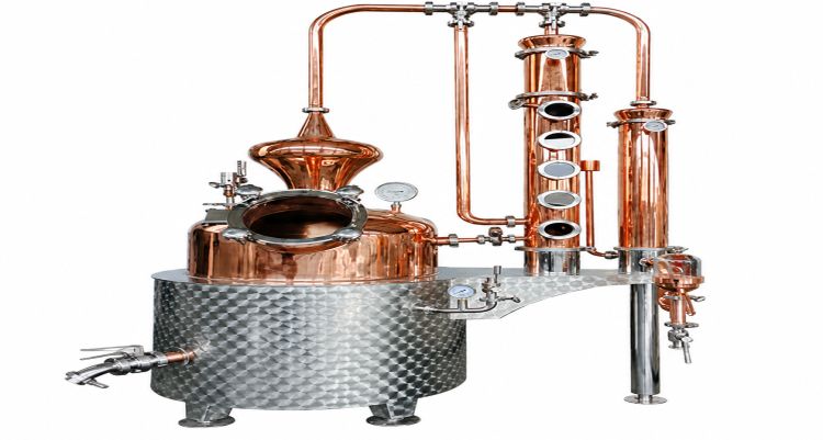 Sistema de destilación de brandy y licores de cobre rojo de 150 L